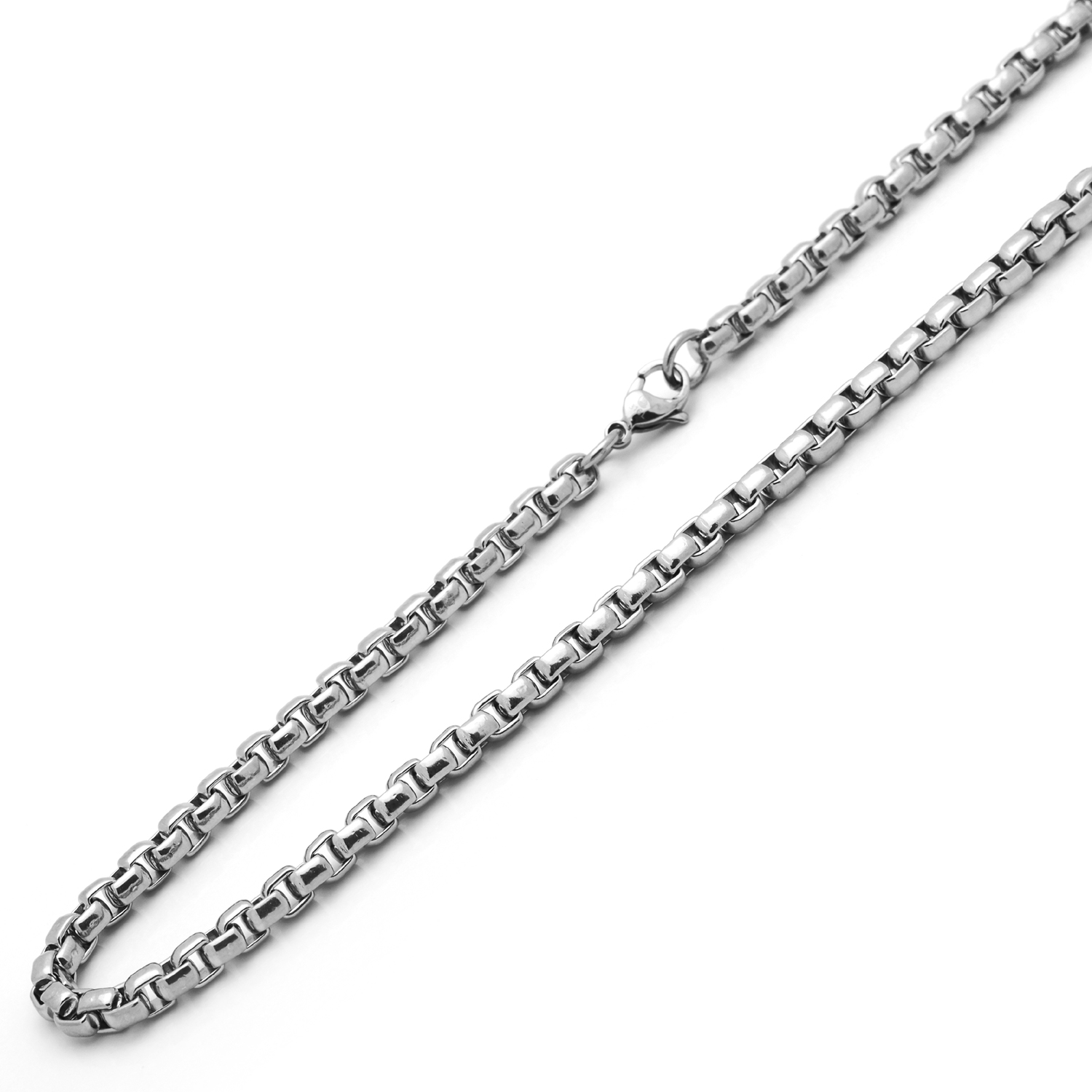 Mens 4.5mm Stainless Steel Chain Necklaces Heavy Round Box Chain / Gift box