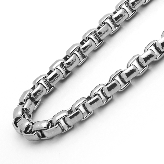 Mens 4.5mm Stainless Steel Chain Necklaces Heavy Round Box Chain / Gift box