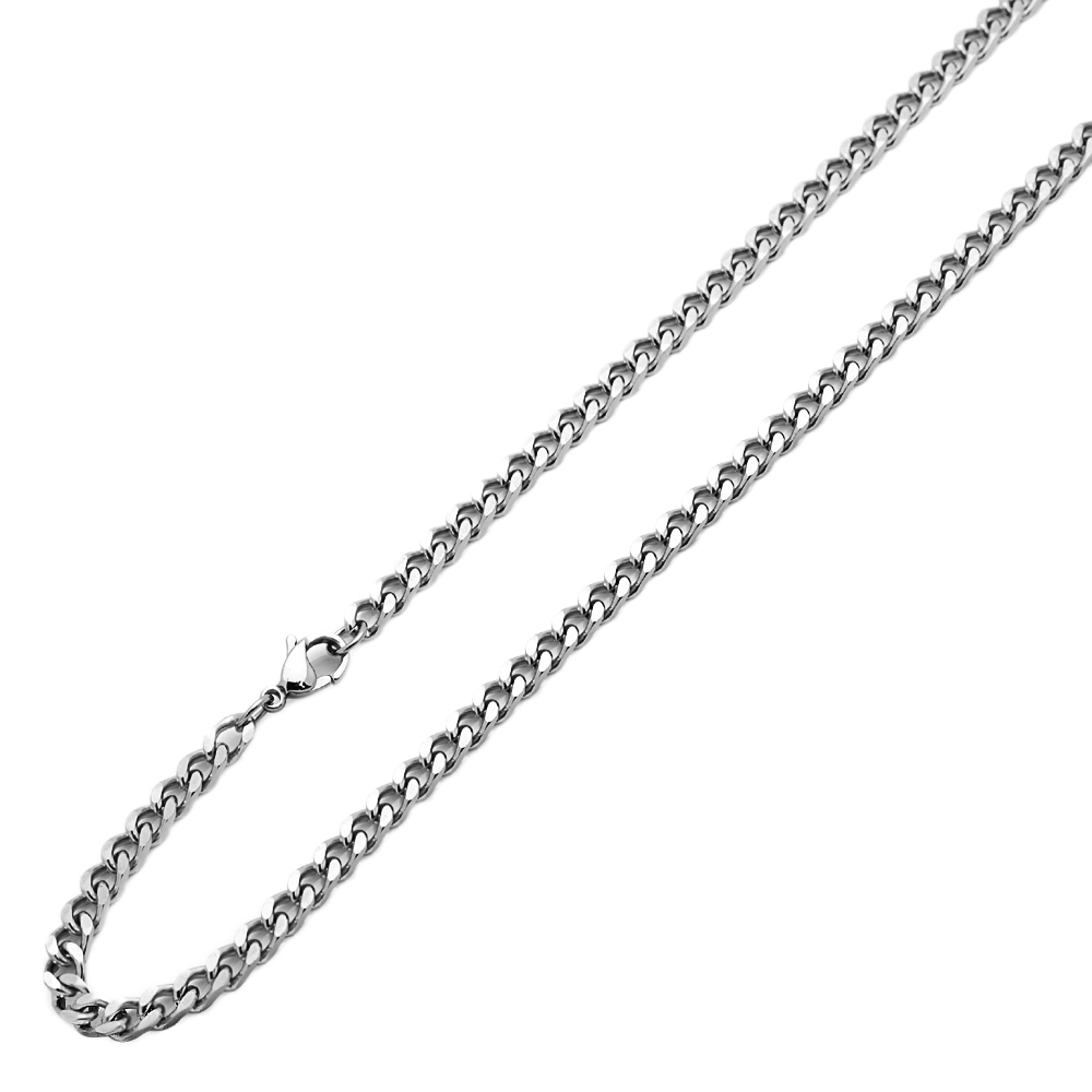 Mens 4.2mm Stainless Steel Chain Necklaces Cuban Link Curb Chain / Gift box