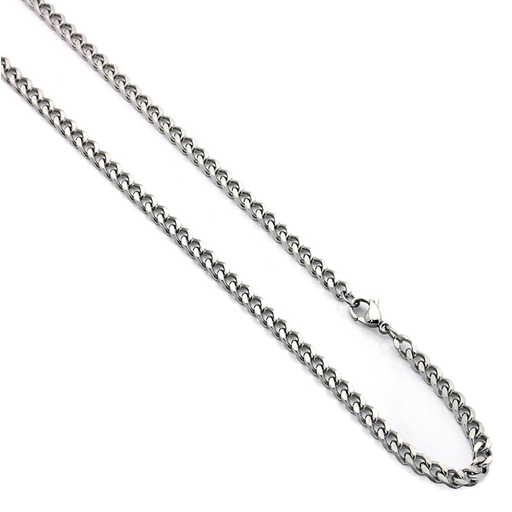 Mens 4.2mm Stainless Steel Chain Necklaces Cuban Link Curb Chain / Gift box