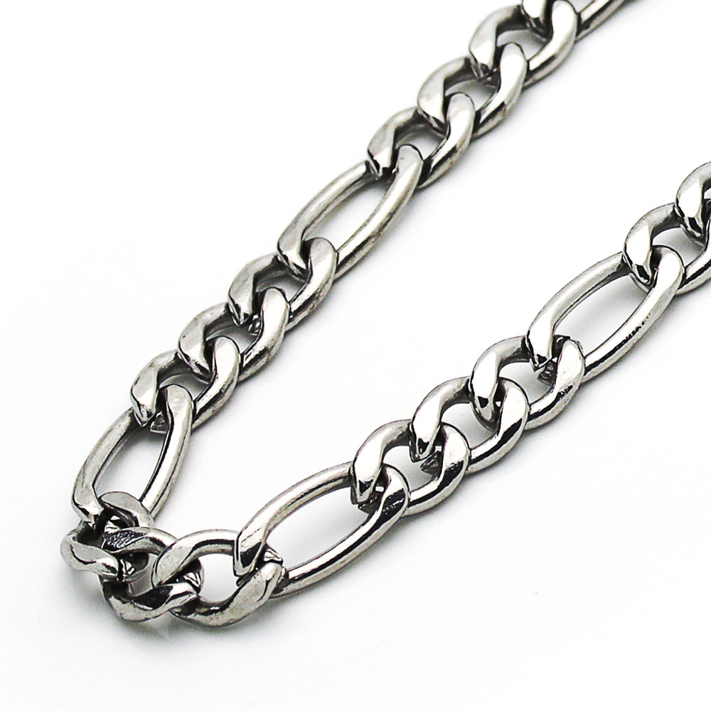 Men Women 5.5mm Stainless Steel Necklaces Figaro Link Chain / Free Gift Box