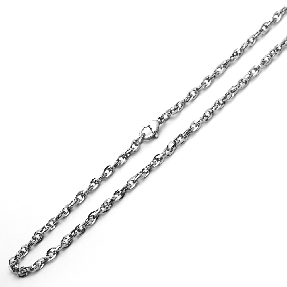 Men 4mm Stainless Steel Chain Necklaces Double Loop Welded Link Chain / Gift box