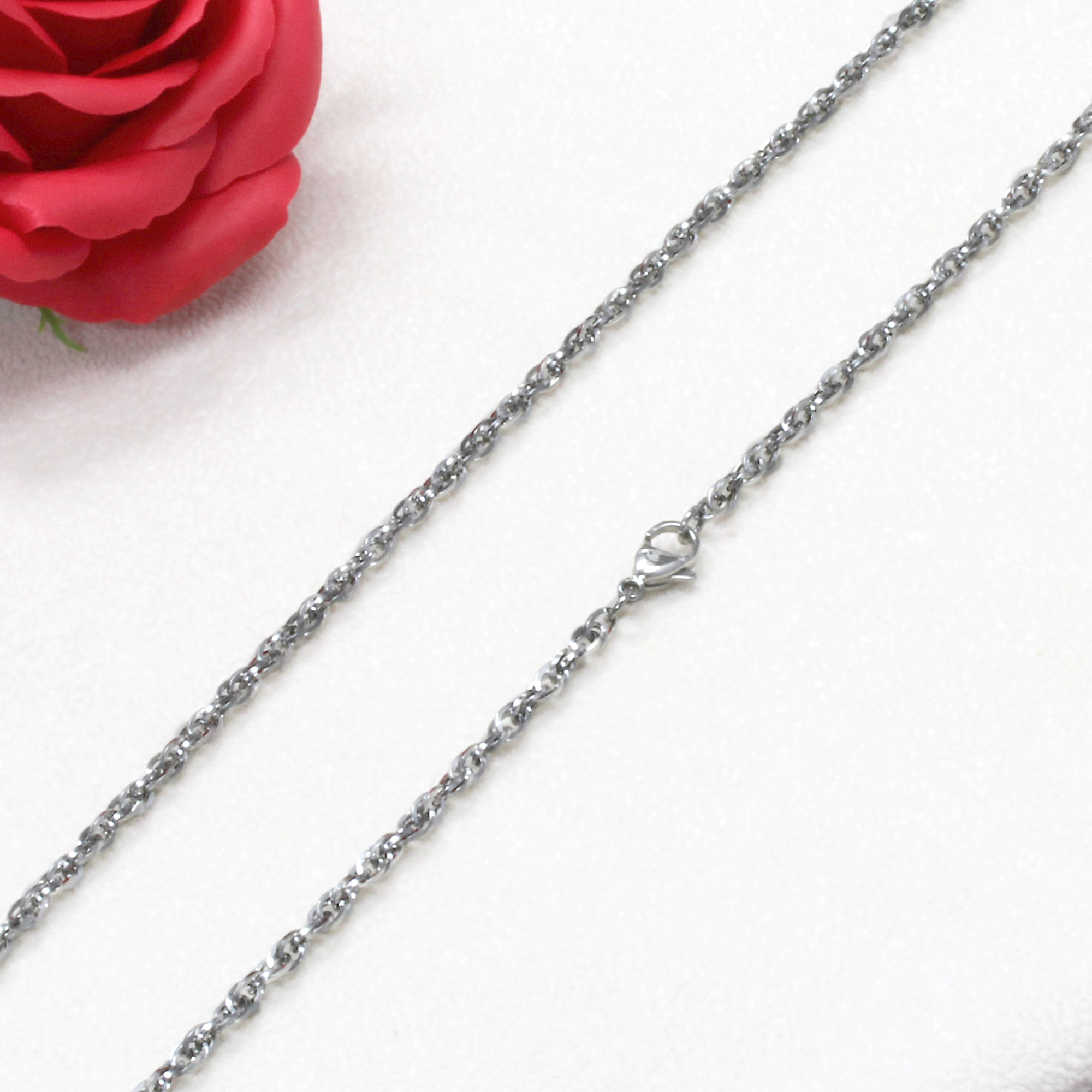 Men 4mm Stainless Steel Chain Necklaces Double Loop Welded Link Chain / Gift box