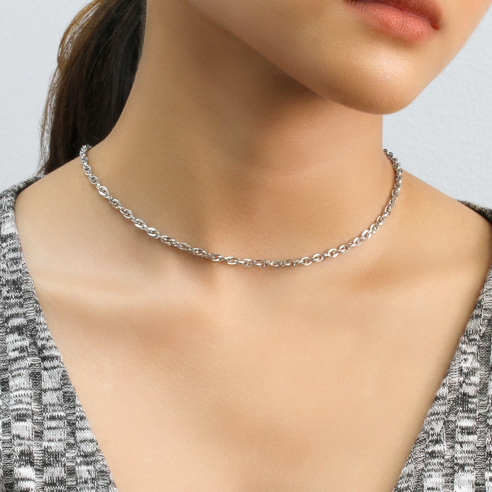 Men 4mm Stainless Steel Chain Necklaces Double Loop Welded Link Chain / Gift box