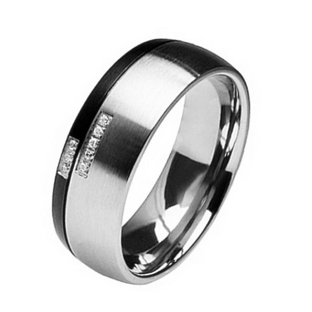 Men 8mm Titanium Wedding Band Engagement Ring Black Gun