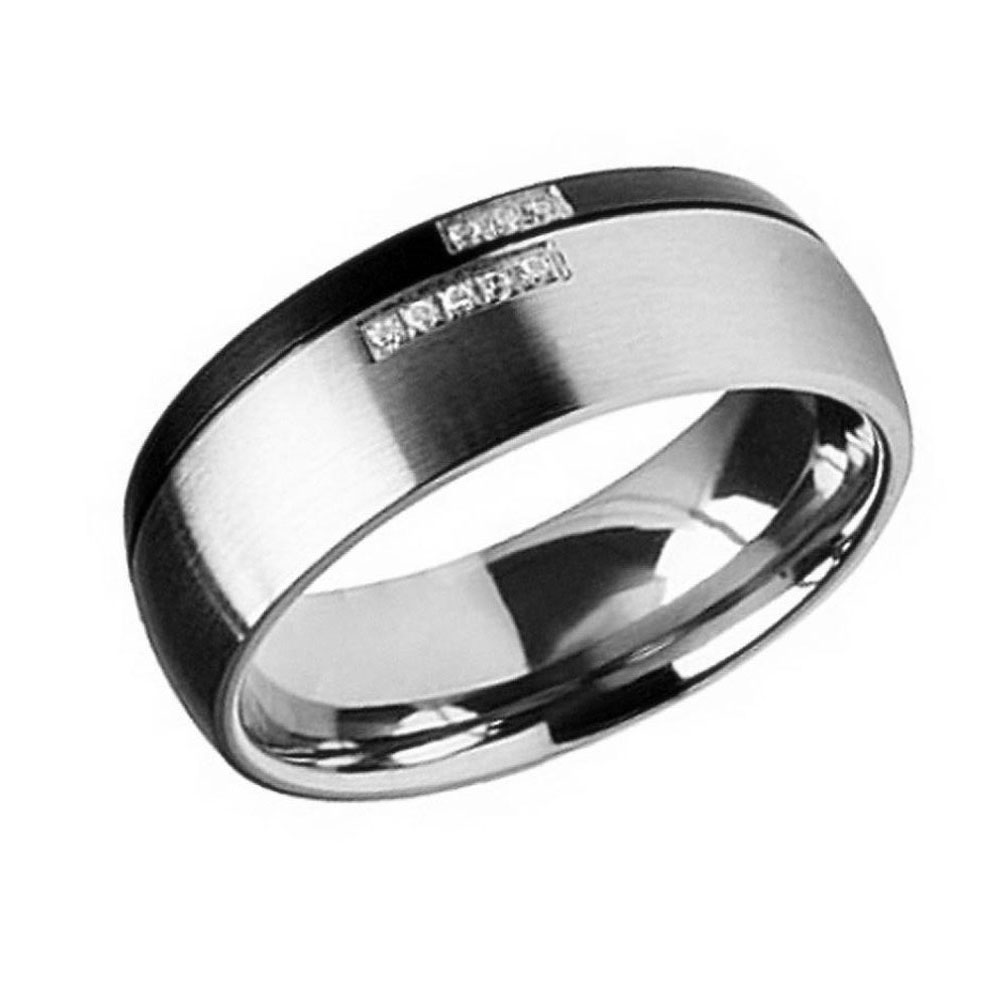 Men 8mm Titanium Wedding Band Engagement Ring Black Gun