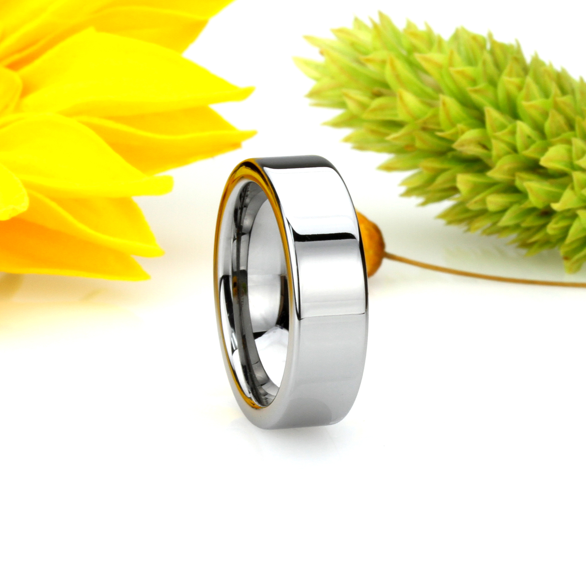 Men 6MM Tungsten Carbide Wedding Band Flat Classic Ring / Free Gift Box