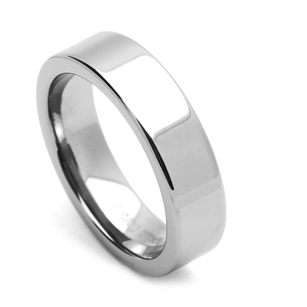 Men 6MM Tungsten Carbide Wedding Band Flat Classic Ring / Free Gift Box