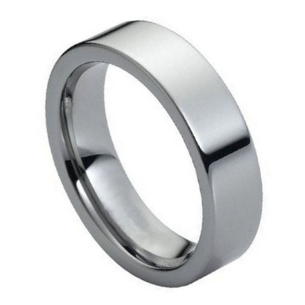 Men 6MM Tungsten Carbide Wedding Band Flat Classic Ring / Free Gift Box