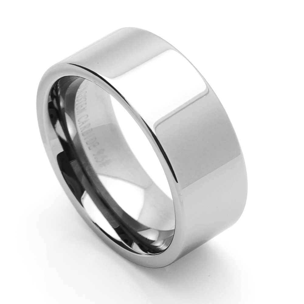 Men 9MM Comfort Fit Tungsten Carbide Wedding Band Flat Shiny Ring /Free Gift Box
