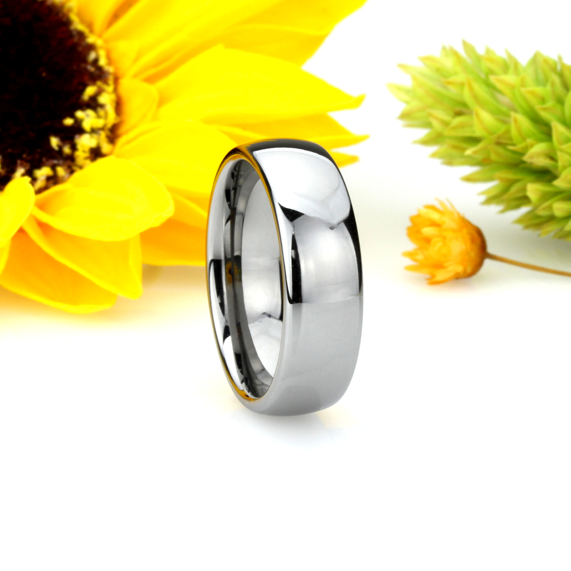 Men 7MM Tungsten Carbide Wedding Band Domed Classic Ring / Free Gift Box