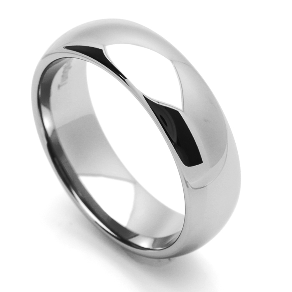 Men 7MM Tungsten Carbide Wedding Band Domed Classic Ring / Free Gift Box