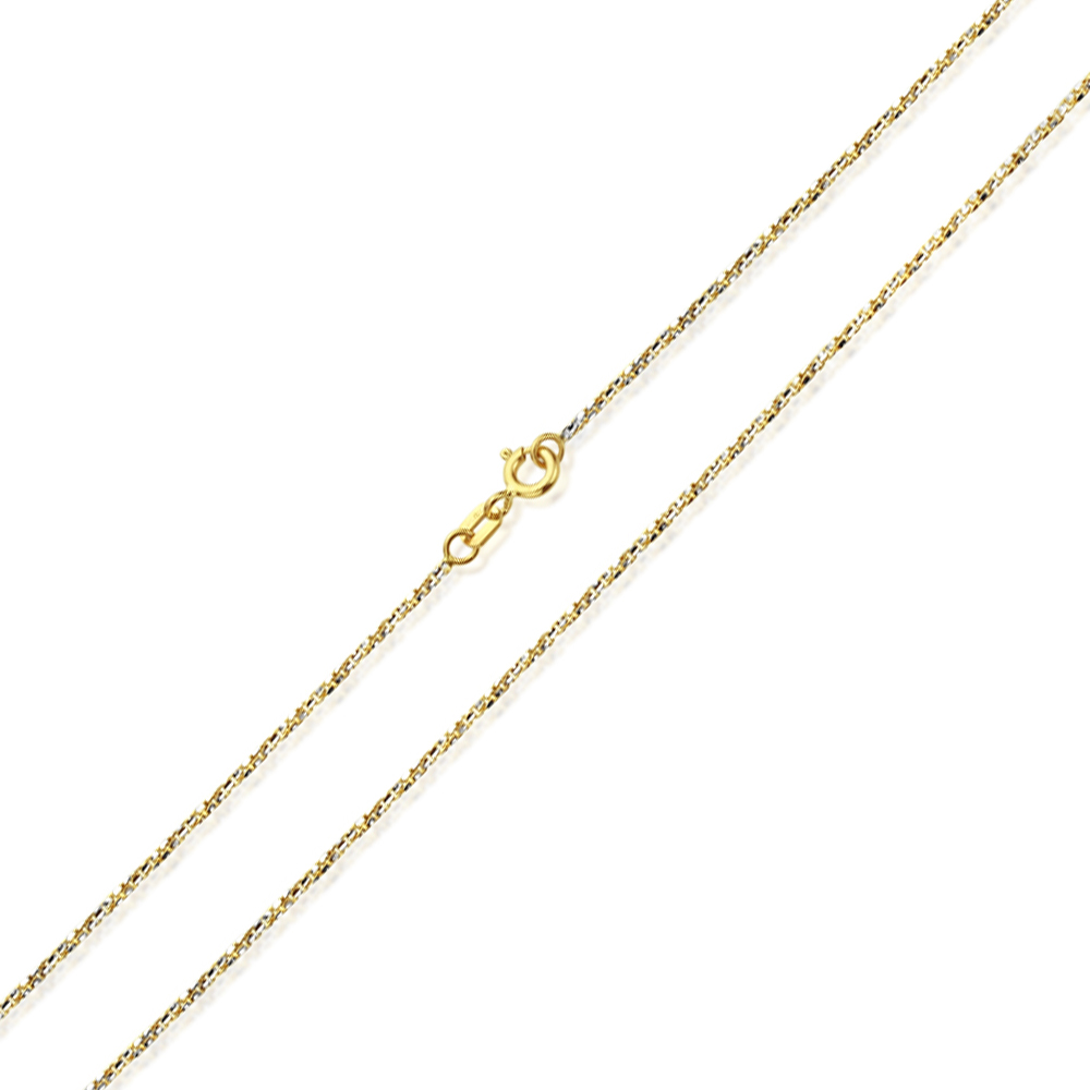 Men Women 14K Two Tone Gold Chain 1mm Fancy Twisted Box Chain Necklace ...