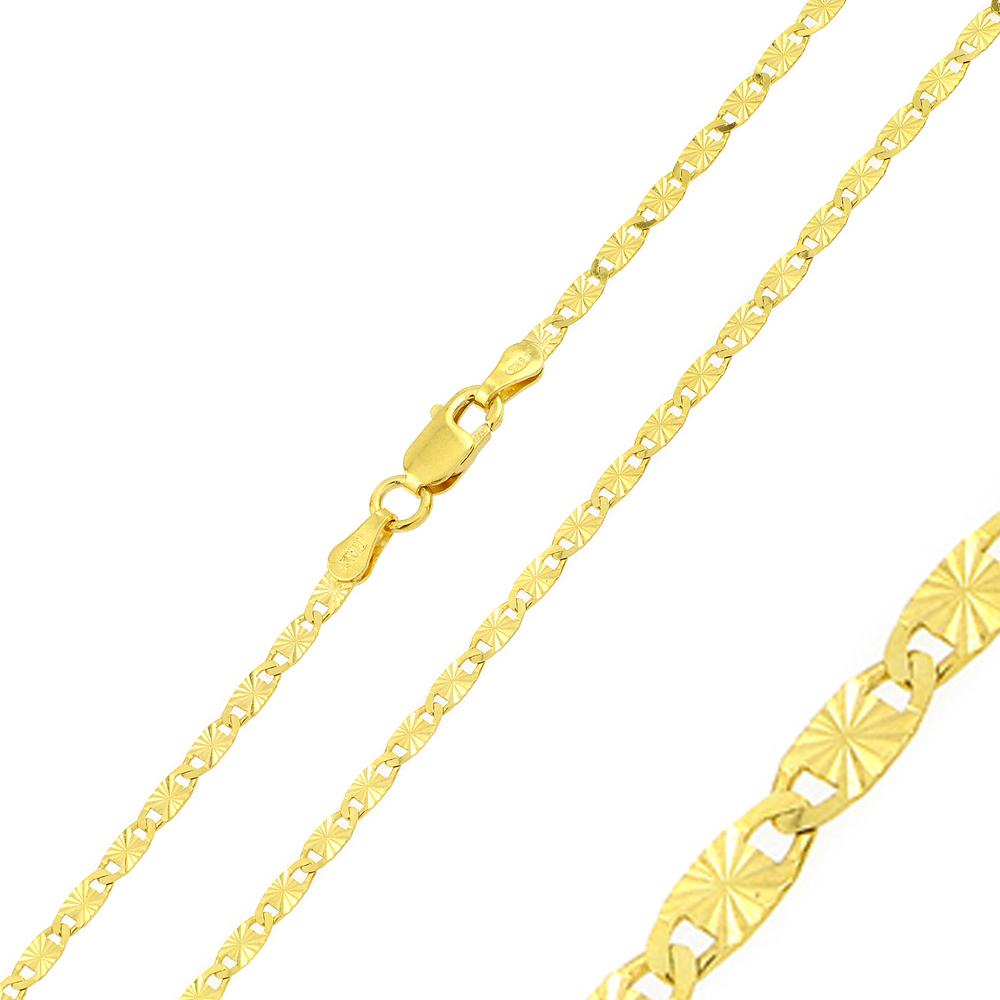 Men's 2.4mm Gold Plated Sterling Silver Valz Chain Necklace made in