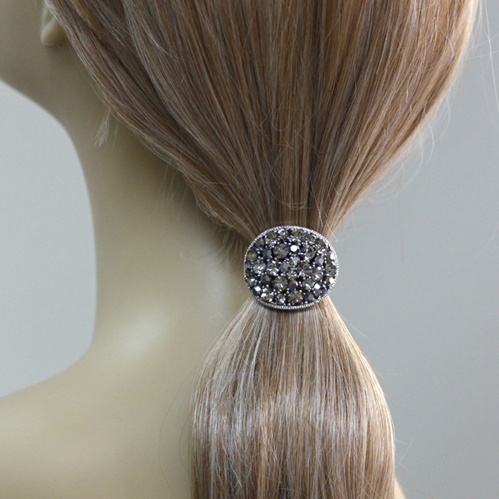 Hand Made Hair Jewelry swarovski crystal Ponytail Holder, Black
