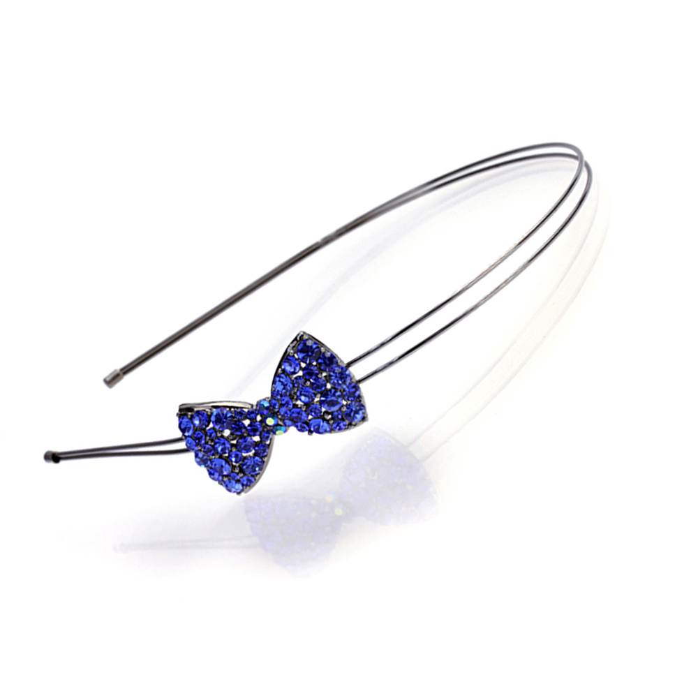 Hand Made Hair Jewelry swarovski crystal Bow Headband, Blue  display picture 3