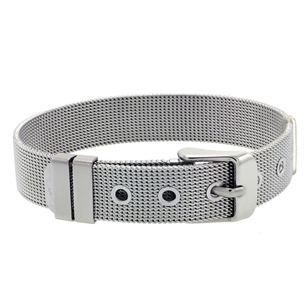Men 12MM Stainless Surgical Steel Belt Buckle Mesh Bracelet 7.5 Inches 