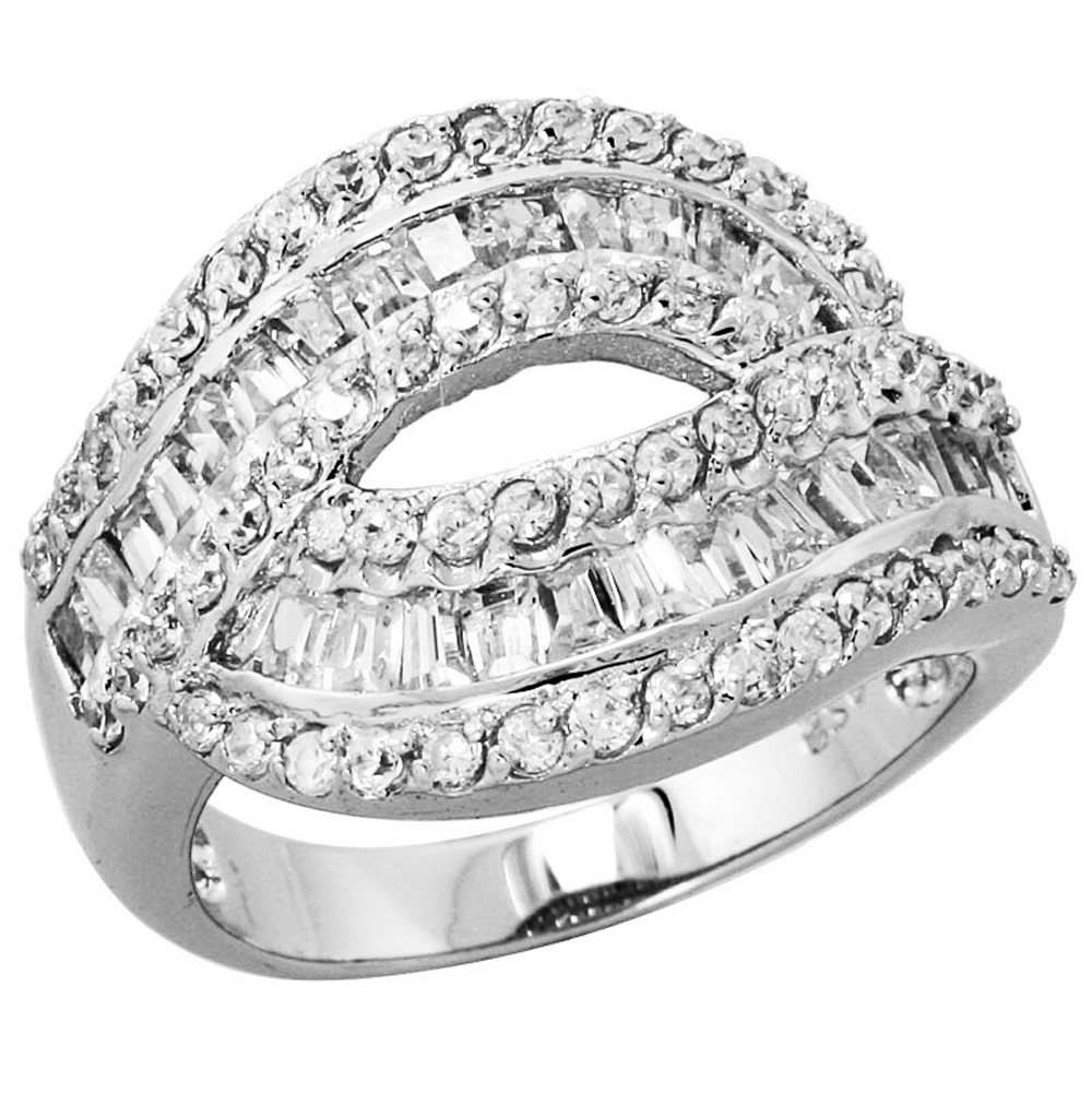 Women 925 Sterling Silver Rhodium Plated, Cocktail CZ Ring Band | eBay