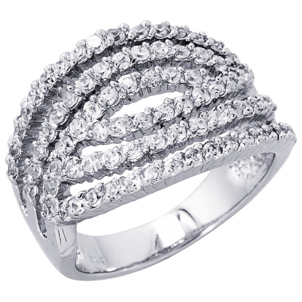 Fine Women Silver Rhodium Plated, Cocktail CZ Ring Cocktail Cubic ...